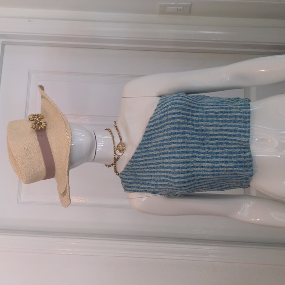 A New Day Blue and Cream Textured Knit Top, Size Medium - Picture 1 of 9